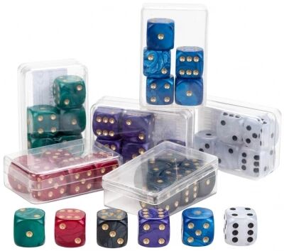 Lot de 6 x 6 Dés Colorés (16mm)